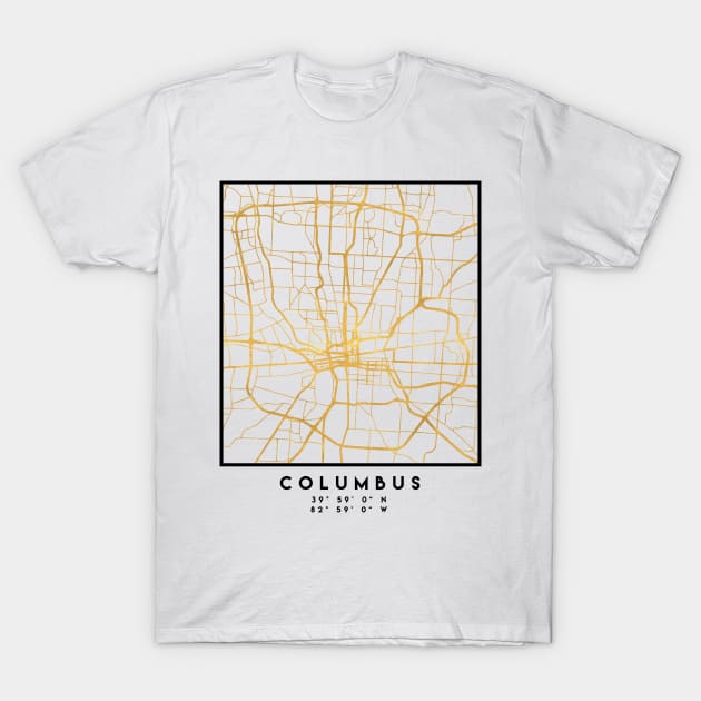 COLUMBUS OHIO CITY STREET MAP ART T-Shirt by deificusArt